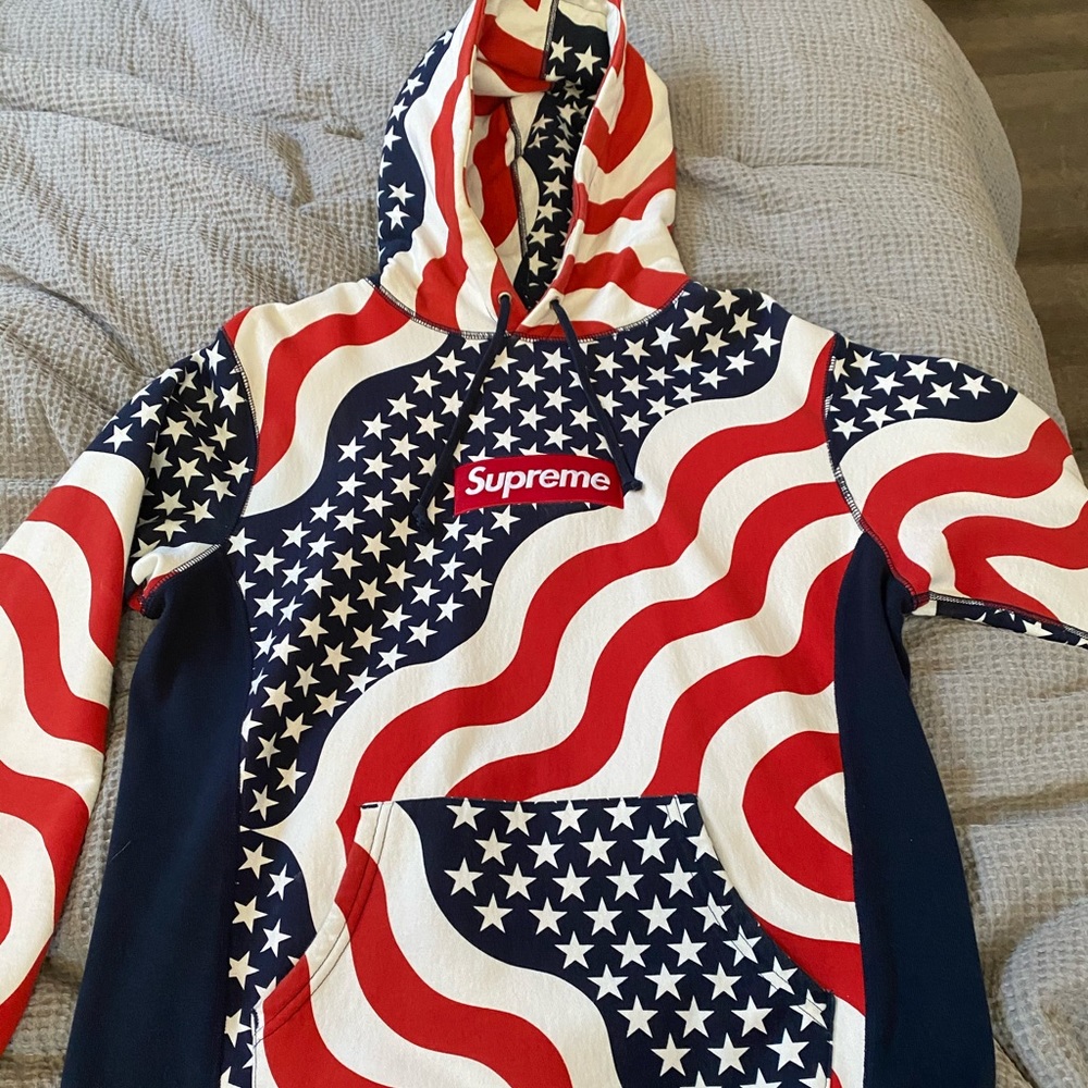 Supreme American Flag Box Logo Hoodie
